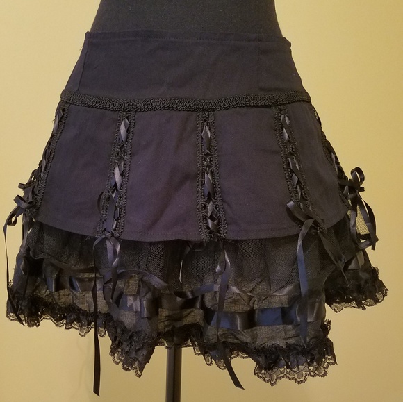Living Dead Souls Dresses & Skirts - NWOT Black Tulle and Lace Layered Goth Mini Skirt